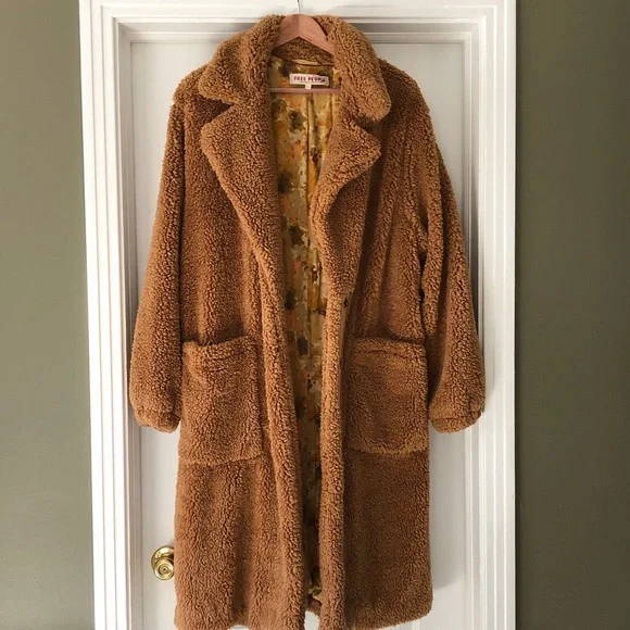 FREE PEOPLE Tessa Teddy Coat Rust Brown Size Large NWOT - Picture 3 of 7
